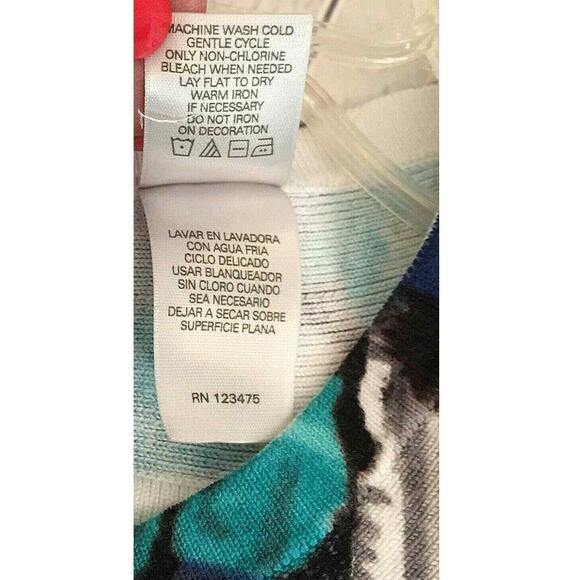 Emma James Sweater Womens Small Cropped Cardigan Blue‎ Gray Black Artsy Print - Picture 4 of 7